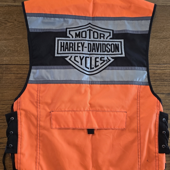 Harley Davidson Hi Vis Reflective Riding Vest Motorcycle Orange Large - Picture 2 of 4